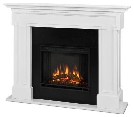 Real Flame Thayer Amish Style Solid Wood Electric Fireplace in White