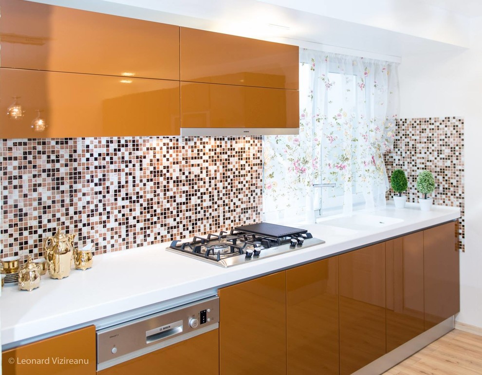 Example of a large trendy home design design