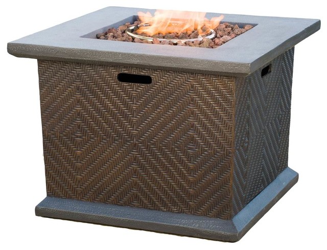 Square Propane Fire Pit In Brown Tropical Fire Pits By