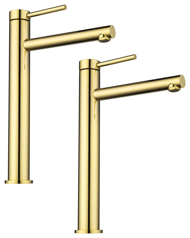 Gold Bathroom Vessel Sink Faucet One Handle/Hole 8" Tall Vanity Mixer Tap 2 Contemporary