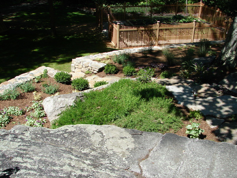 Photo of a traditional garden in New York with a vegetable garden.