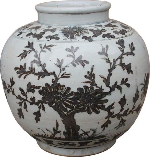 Jar Vase Yuan Dynasty Flower Floral Open Top White Blue Colors May