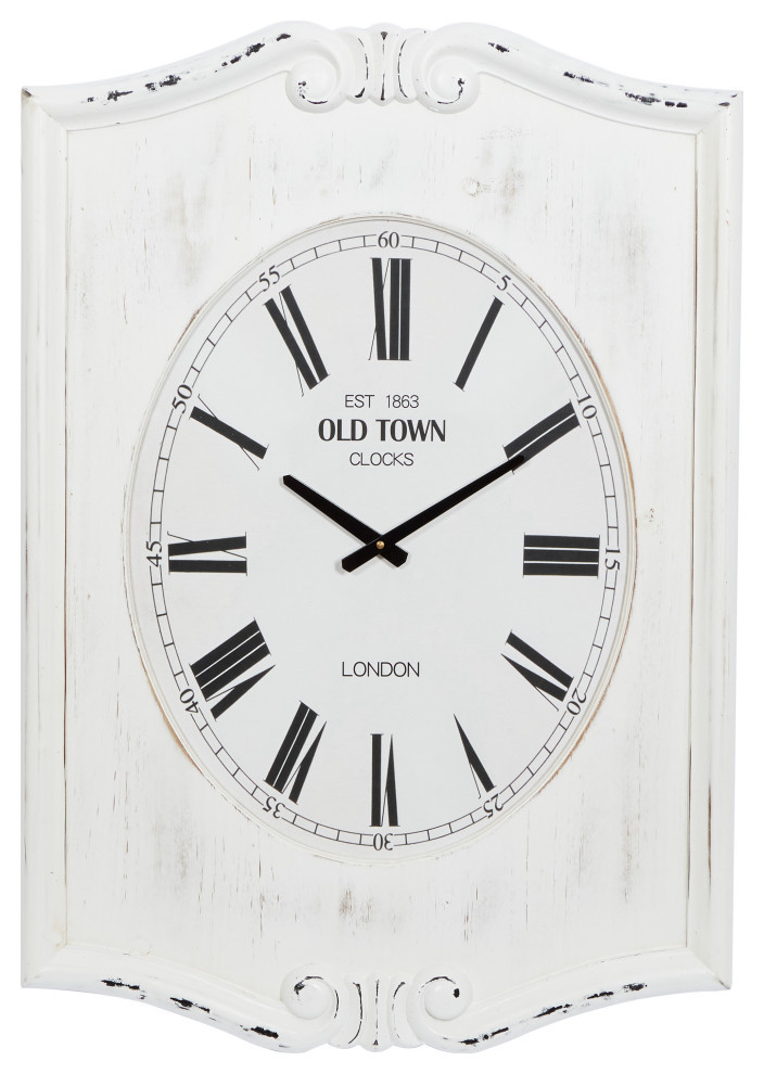 Farmhouse White Wood Wall Clock 70131 French Country Wall Clocks