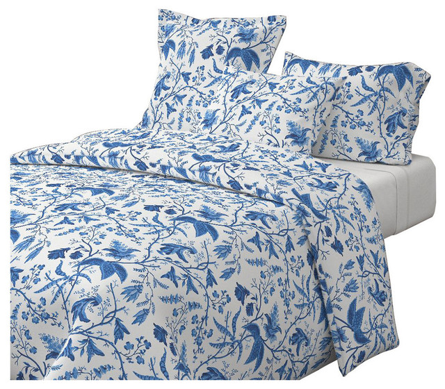 Chinese Garden In Cobalt Blue Chinese Cotton Duvet Cover
