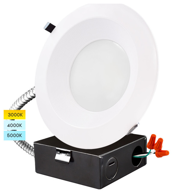Luxrite 10" LED Recessed Light with JBox 3 Color Selectable Dimmable