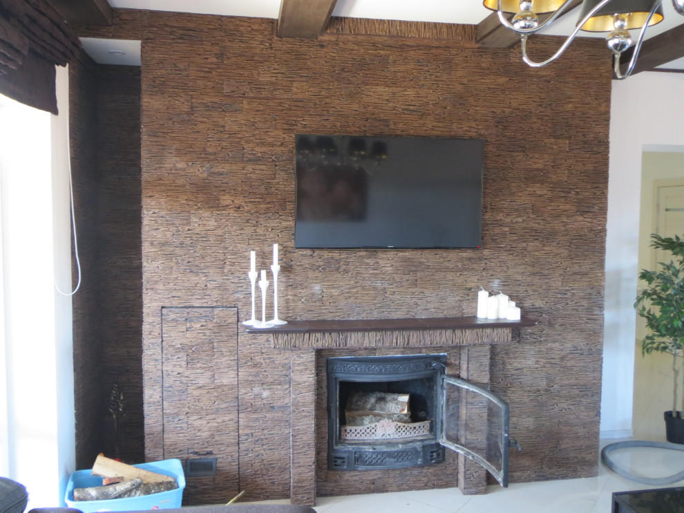 Камин с водным контуром в дачном доме в д. Бовбли