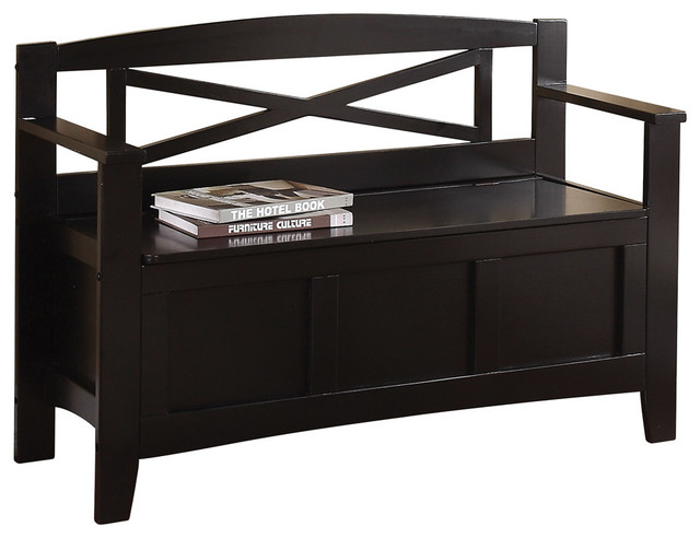 Metro Entry Way Bench With Black Transitional Accent And