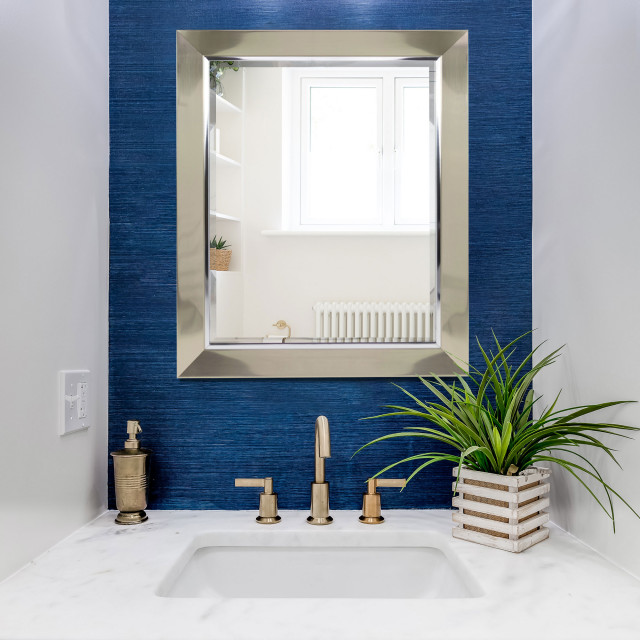 Head West Brushed Nickel Frame Vanity Mirror with Chrome Liner, 29.25"H