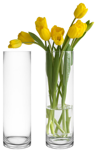 12 PCS Clear Glass Cylinder Vase. 16", Open 4" for Wedding Centerpiece