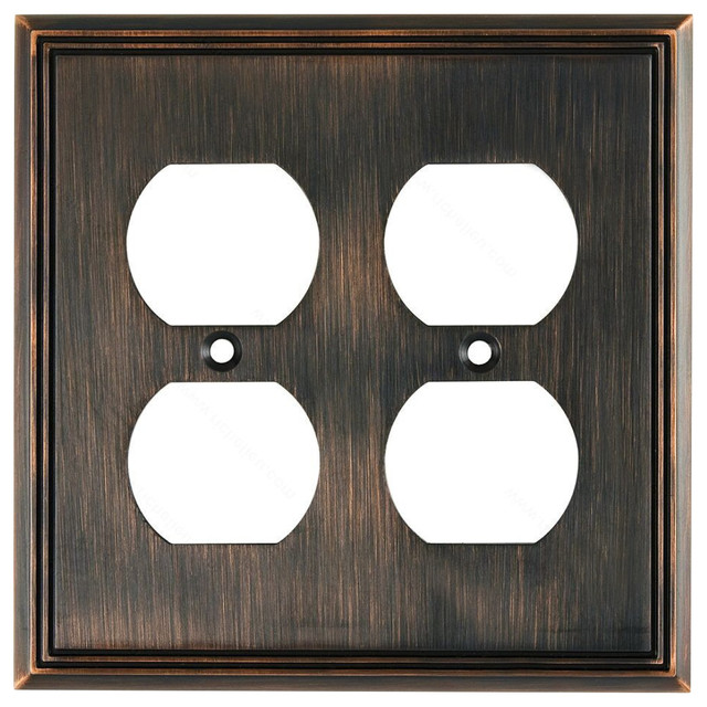 Rok Wall Plate Contem Quadruple Receptacle Brushed Oil Rubbed Bronze