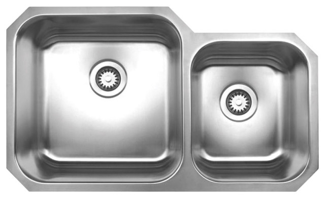Whitehaus WHNDBU3320 Fixture Kitchen Sink Stainless Steel - Brushed Stainless