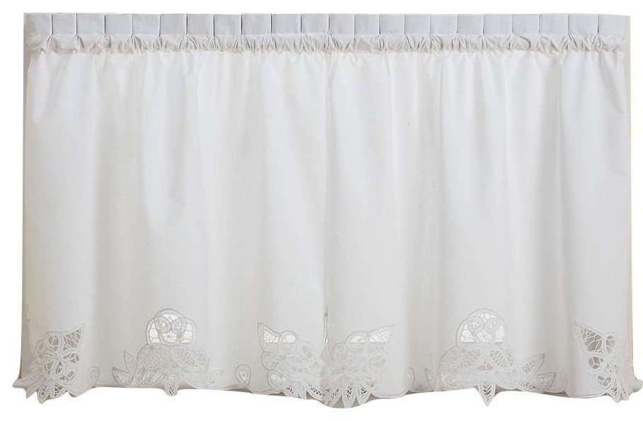 Battenburg Lace White Kitchen Curtain Contemporary Valances by