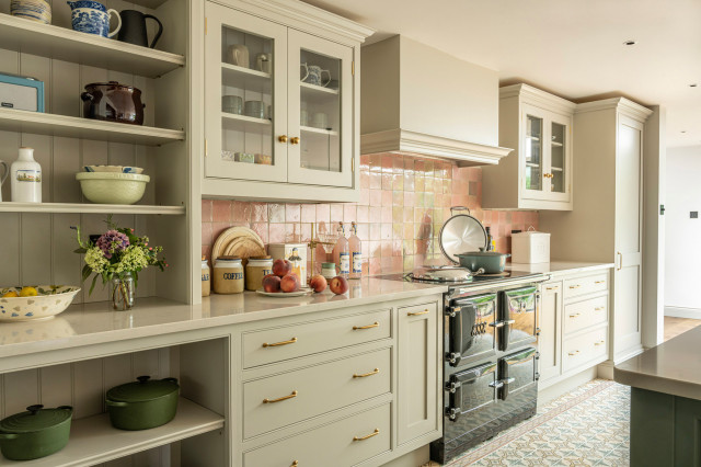 Kitchen renovation with crittall doors antique tiles transitional-kitchen