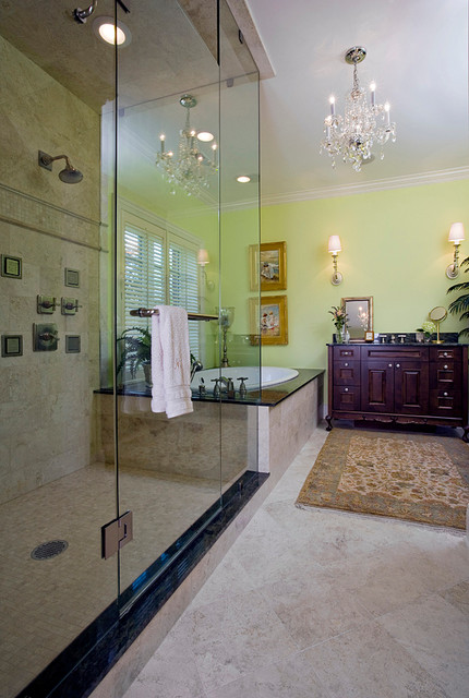 Master Bath With His And Hers Vanities Oversized Shower And