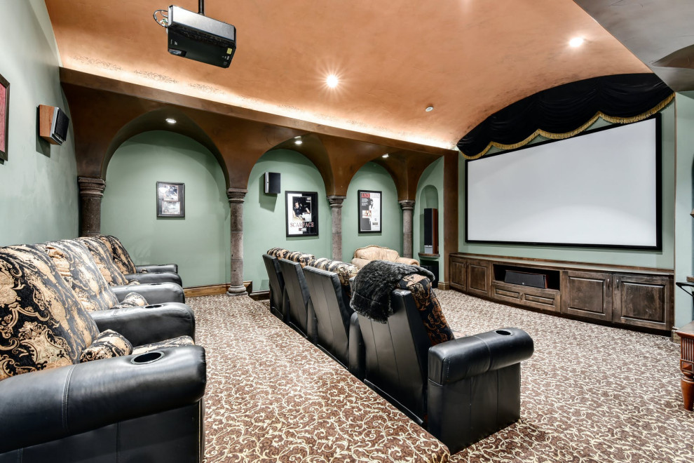 Tuscan home theater photo in Austin