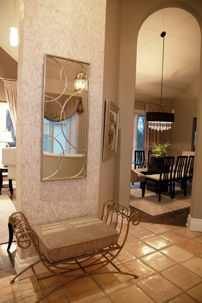 Contemporary dining room in Toronto with beige walls.
