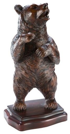 Sculpture MOUNTAIN Lodge Standing Bear Cherry Base Resin Hand-Cast