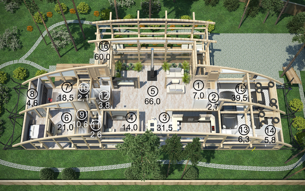 Дома с парком на крыше Hill Park