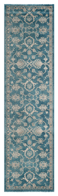 Corina Distressed Hallway Runner, Blue and Beige, 66x243 cm
