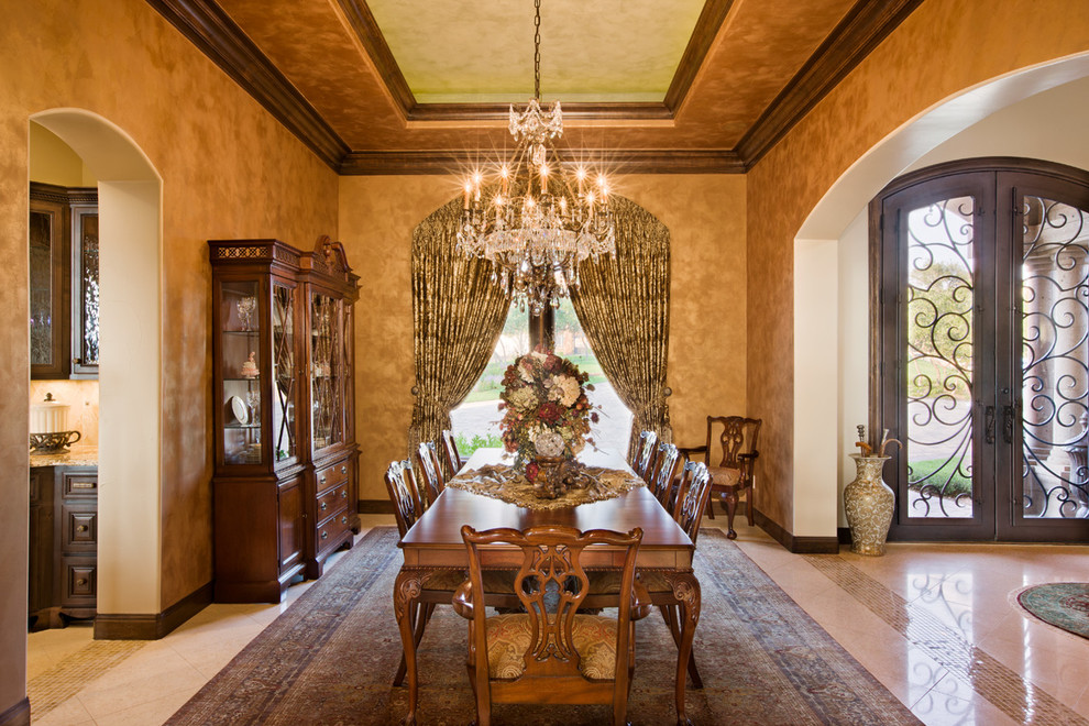 Inspiration for a traditional dining room in Austin with beige walls.