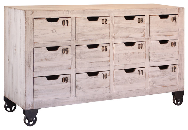 Greenview Rustic Solid Wood White 12 Drawer Dresser Console Industrial Dressers By Crafters And Weavers Greenview Rustic Solid Wood White 12 Drawer Dresser Console Industrial Dressers By Crafters And Weavers