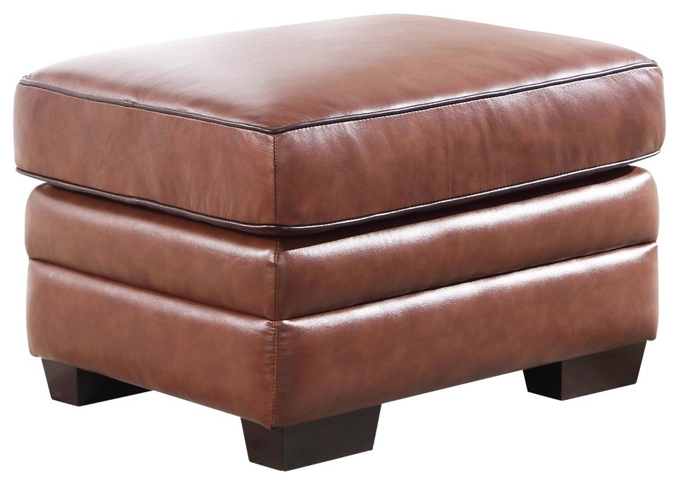 Ronald Top Ottoman Brown, Lazzaro Leather Clayton Taupe Sofa