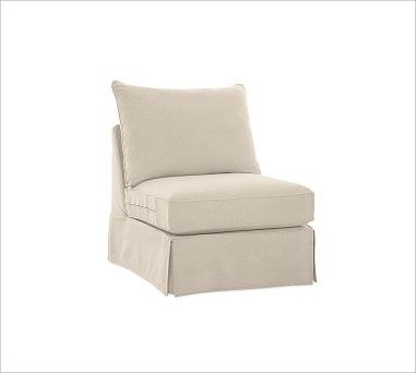 PB Comfort Armless Chair, Polyester Wrap Cushions, everydaysuede(TM) Stone