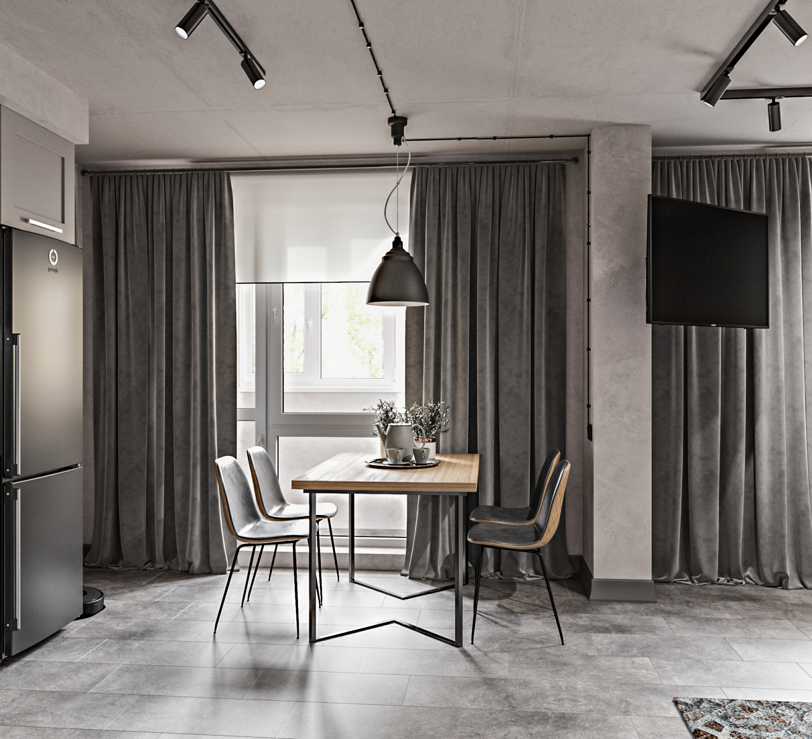 Серая квартира лофт