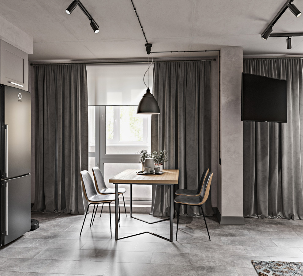 Серая квартира лофт