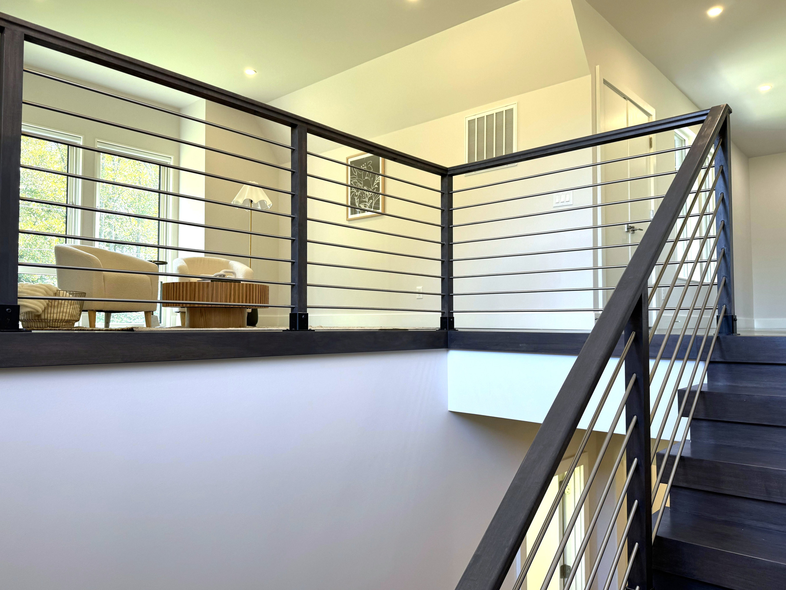 137_Transitional Maple Staircase with Stainless Steel Rail, Clifton, VA 2014