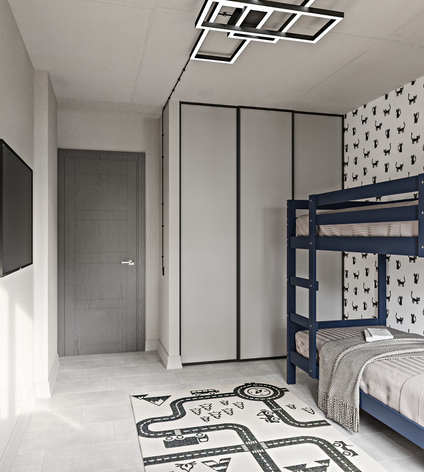 Серая квартира лофт