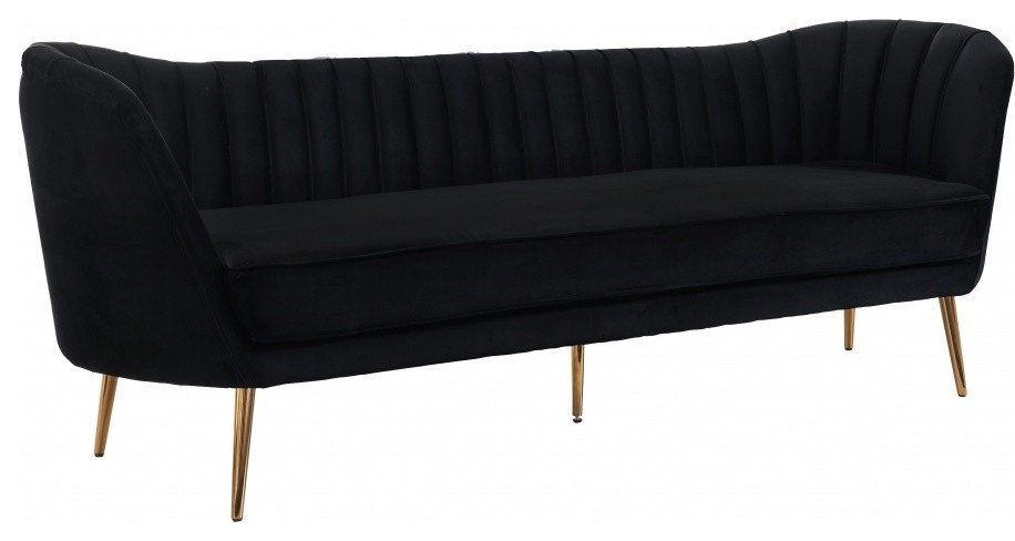 Margo Velvet Upholstered Set, Black, Sofa