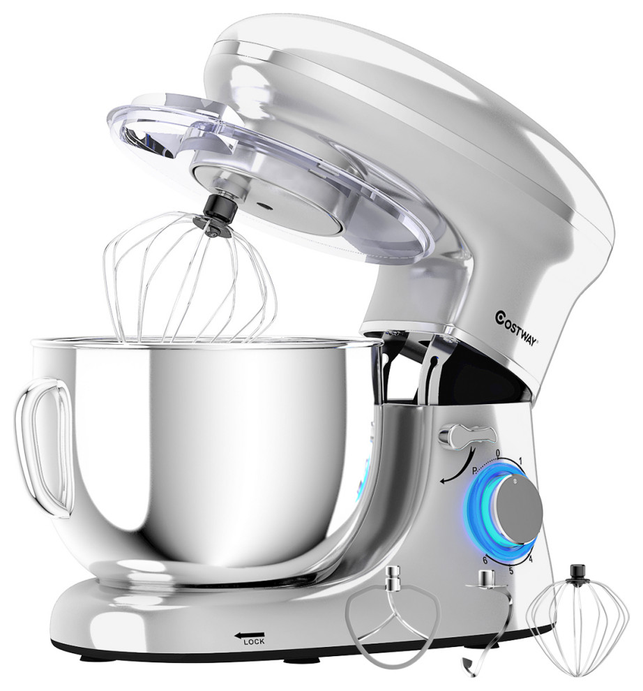 Costway Electric Food Stand Mixer 6 Speed 6.3Qt 660W Tilt-Head Stainless Steel