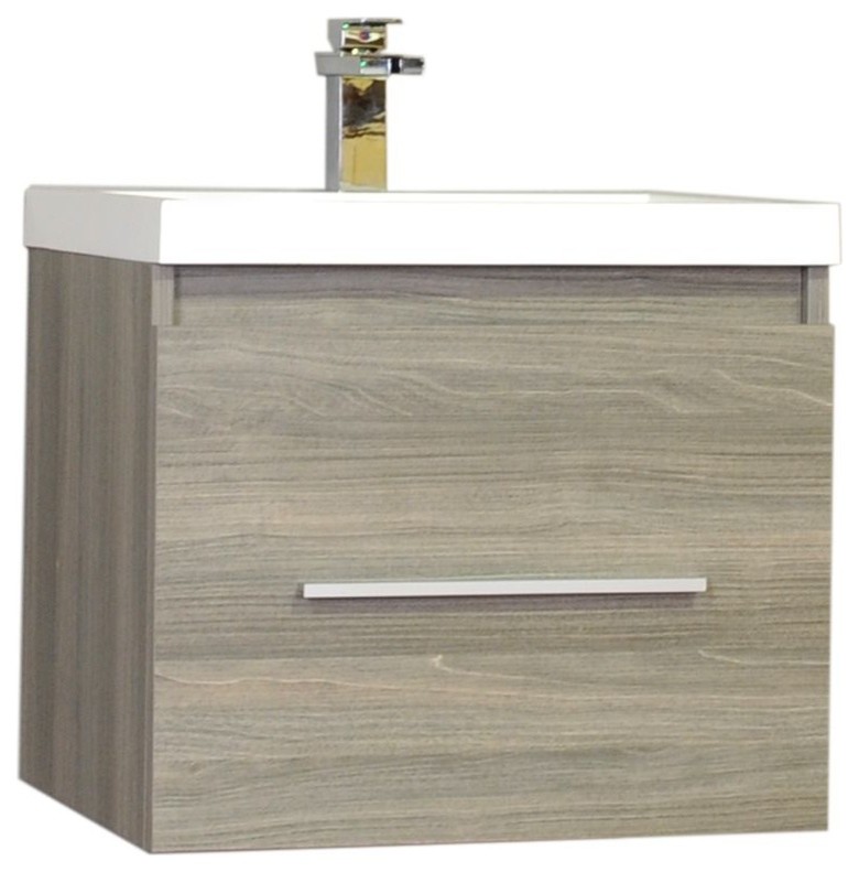Greenville 24" Single Wall Mount Modern Bathroom Vanity, Gray