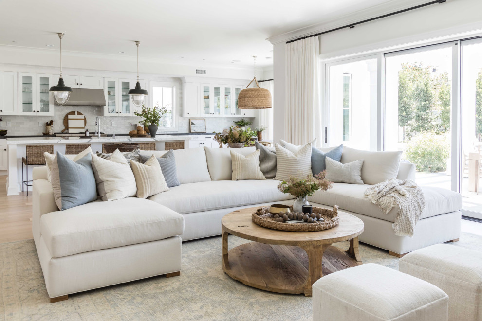 Inspiration for a coastal family room remodel in Orange County