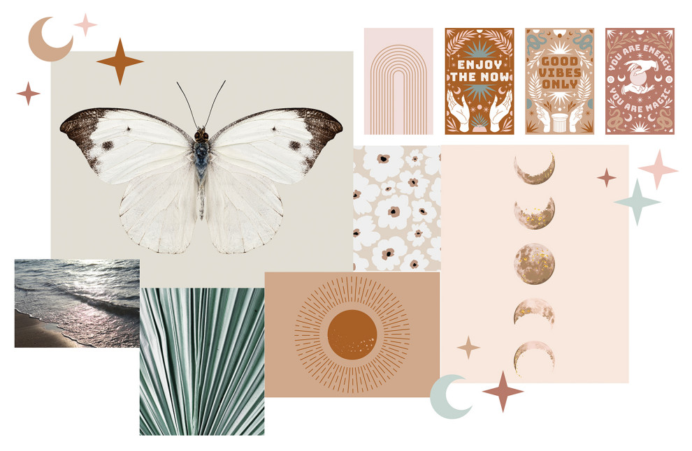 Mystical Boho Collage Wall Decals Eclectic Wall Decals by