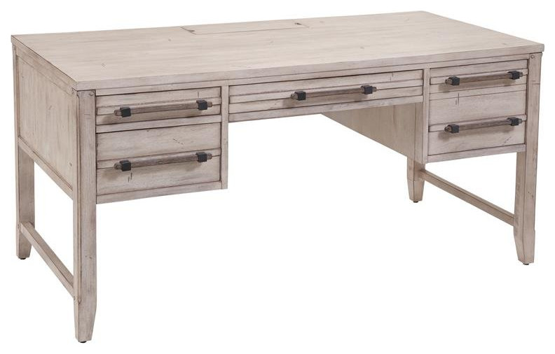 American Woodcrafters Aurora 60inch Whitewashed Wood Storage Desk