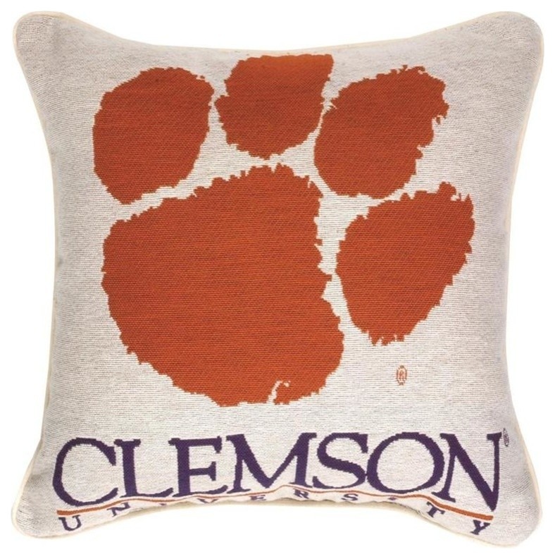 Clemson University Pawprint Logo 17 Inch Throw Pillow