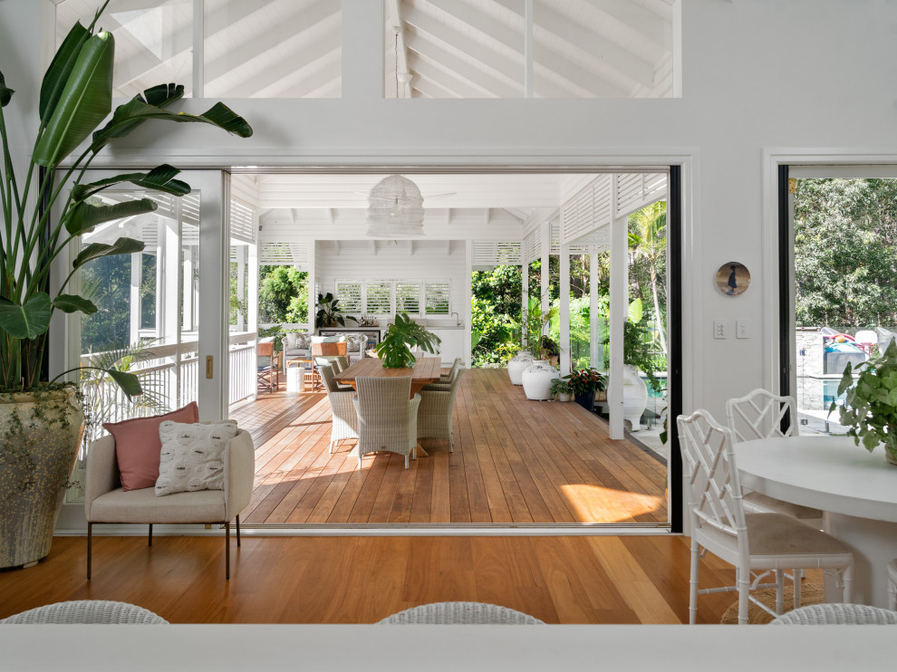 Inspiration for a beach style living room in Brisbane.