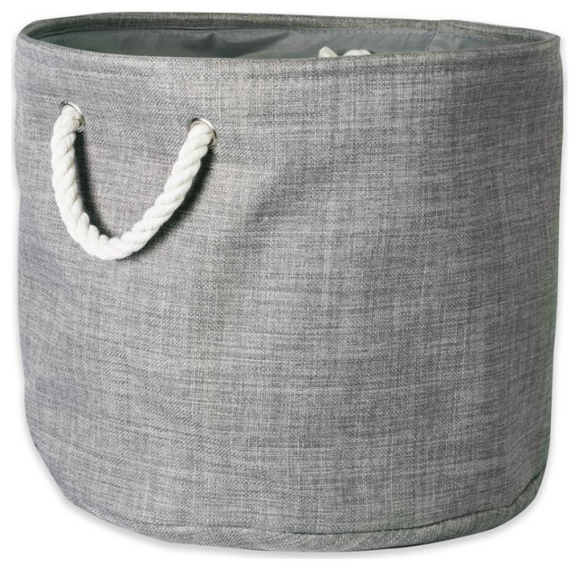 DII Round Modern Polyester Large Storage Bin in Variegated Gray