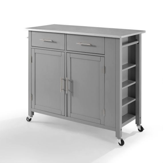 Savannah Stainless Steel Top FullSize Kitchen Island/Cart Gray