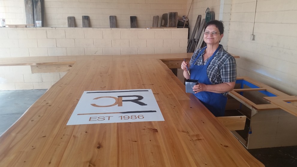 Cypress conference table & credenza