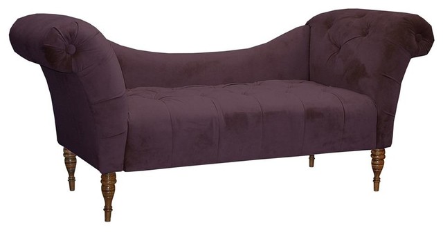 Tufted Chaise Lounge In Aubergine Traditional Indoor Tufted Chaise Lounge In Aubergine