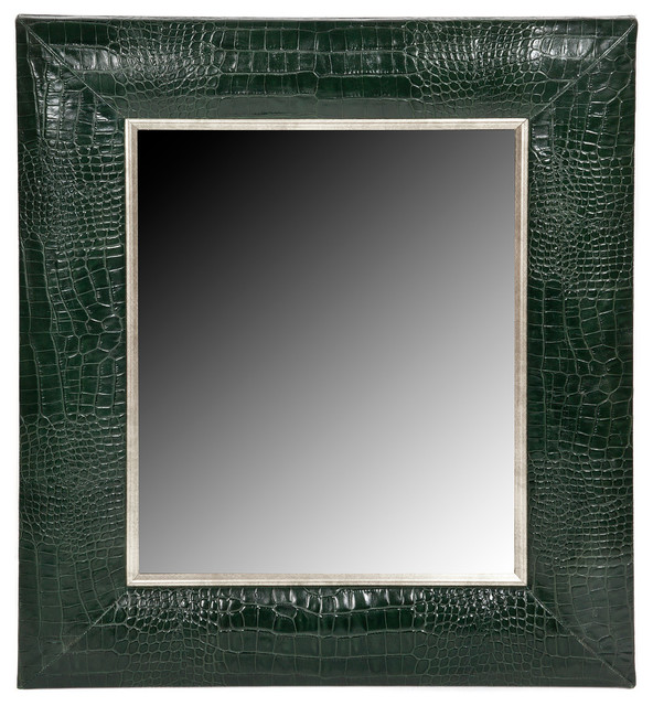 Hunter Green Clic Croc Leather Framed Mirror