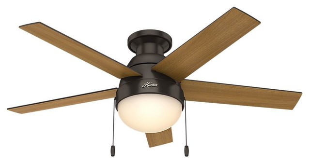 Hunter Anslee Low Profile 46 Ceiling Fan With Light Premier Bronze