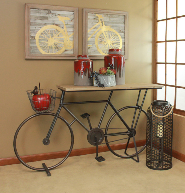 Sagebrook Home Bicycle Console Table Charcoal Accent Tables By Freely Houzz - Bicycle Home Decor Accents
