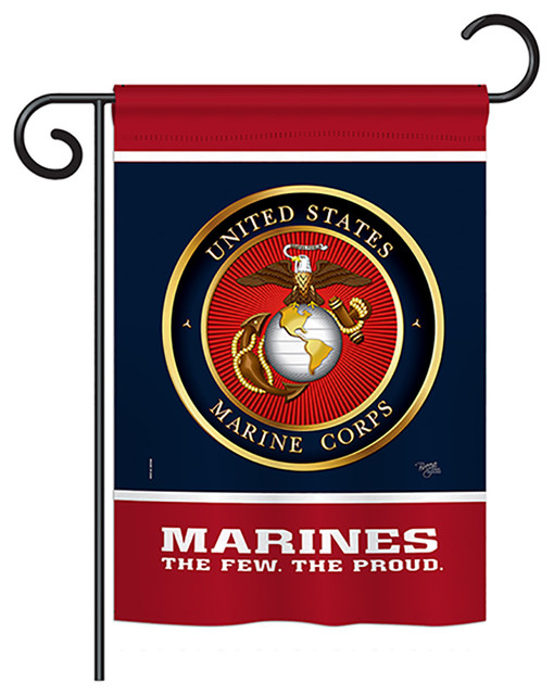 Proud Marine Corps Americana Vertical 28 X40 13 X18 5 Double Sided Flag Contemporary Flags And Flagpoles By Breeze Decor