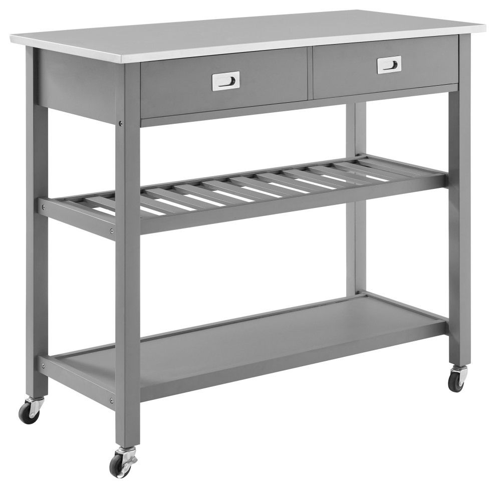 Chloe Stainless Steel Top Kitchen Island Cart Transitional Kitchen