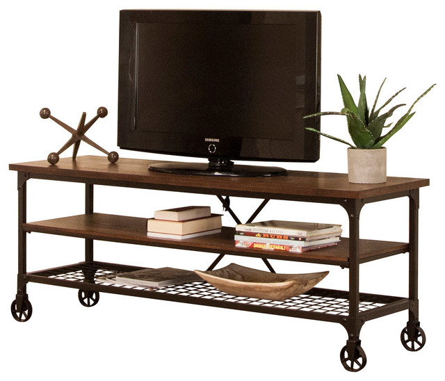 Rustic Elm Industrial Entertainment Center Industrial Entertainment