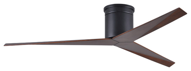 Eliza-H Flushmount Paddle Ceiling Fan, Matte Black, Walnut Tone Blades